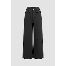 Hiccup Yüksek Bel Wide Leg Kot Pantolon Siyah