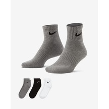 Nike Sx7667-964 Everyday Cushioned Bilek Antrenman Çorapları 3 Çift Cok Renklı