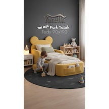 Yatella Luxury Tedyy Baza ve Başlıklı Montessori Full Sünger Yatak Seti 90 X 190 Sarı