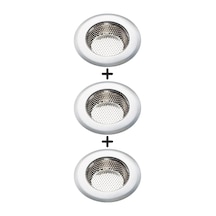 3 Lü Paslanmaz Çelik Lavabo Süzgeci 11.5 Cm Evye Gider Süzgeci 304 Çelik Büyük Boy Diğer