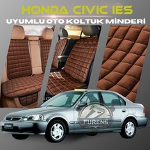 Honda İes Parlak Kahverengi Tay Tüyü Cepli & Terletmez Sırtlı Oto Koltuk Minder Seti - Koruma Kılıfı  Ön & Arka Set
