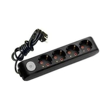 Viko 4'lü Anahtarlı Priz 3x1,5 mm Uzatma Siyah 8 MT