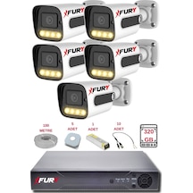 Fury 5 Kameralı Set Full Hd Gece Renkli Görüş-cepten İzle-su Geçirmez Güvenlik Kamerası Seti 320gb