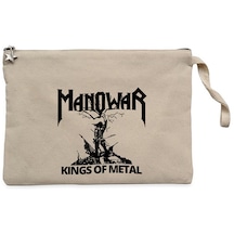 Manowar Kings of Metal Black Krem Clutch Cüzdan / El Çantası