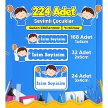 Sevimli Çocuklar Temalı Okul Kreş Kişiye Özel İsim Etiketi - Model 617 Çok Renkli