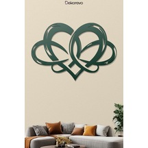 Sonsuz Aşk Kalp Ve Sonsuzluk Simgesi Metal Duvar Tablosu - Metal Duvar Sanatı - Yosun Yeşili - 75 X 50 Cm Yeşil