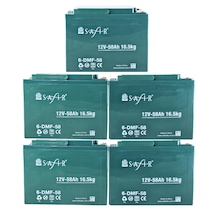 Safir Jel Akü 12 V - 58+ Ah 16.5kg 60 - 80 Ah Uyumlu - 5'li Set
