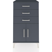 Hyperion Komodin Tek Raflı 3 Çekmeceli 2 Kapaklı 60x44x106 Antrasit-antrasit Antrasit