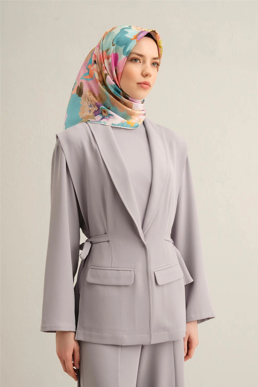Armine Çiçek Desenli Saf İpek Sura Eşarp 9334d 34 Çok Renkli