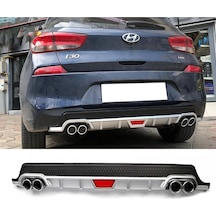 Hyundai İ30 Gri Difüzör Difizör Yuvarlak Egzoz Görünüm Kulaklı Tip 2007 - 2021 Uyumlu