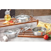 Anna Silver 3lü Çelik Omlet Sahan Seti 16-18-20cm Gri