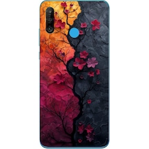 Huawei P30 Lite Uyumlu Yaprak Geçişkenliği Baskılı Silikon Kılıf Renkli
