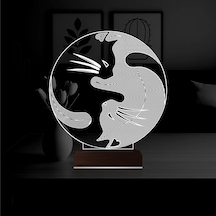 Luvivia Kedi Ying Yang Denge 3d Lamba - Masa Gece Lambası Şeffaf