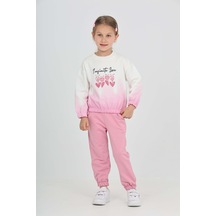 Toontoy Kids Toontoy Kız Çocuk Tram Geçişli Çiçek Baskılı Eşofman Takım Gülkurusu