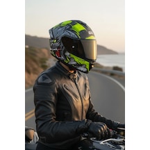 Gıvı 50.x Wıld Mat Sarı / 1 Renkli 1 Şeffaf Vizörlü Motosiklet Kask Siyah Vizör + Şeffaf