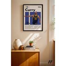 Curry Basketbol Posteri, Siyah Çerçeveli Duvar Tablosu - Spor Severlere Hediye