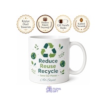 Recycle Baskılı Geri Dönüşüm İngilizce Kupa Bardak Çevreci Hediye Beyaz / Çok Renkli