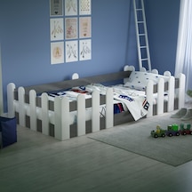 Tuliplifeyapımarket Tuliplife Montessori Karyola Beyaz-Antrasit Çocuk Yatağı -304