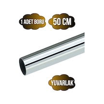 Yuvarlak Metal Askı Borusu Mobilya Askı Borusu Yuvarlak Krom 50cm 1 Adet Çap:25mm Gri