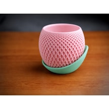 3d Baskı Küre Saksı - Kafes Dokulu İki Parçalı Dekoratif Saksı - Pembe-mint