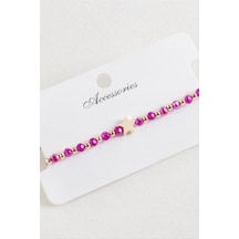 Yıldız - 347 - Kristal Makrome İp Bileklik - Novapazr - - Pembe