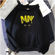 Dark Cat Kapşonlu Sweatshirt Siyah