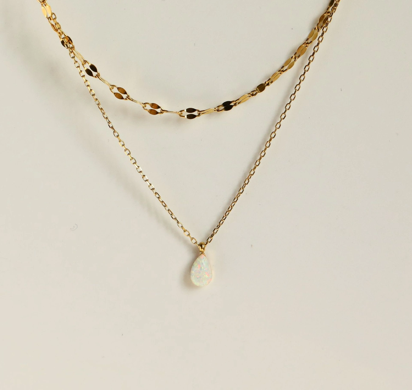 Mavi Gözyaşları Küçük Mavi Su Damlası Flaş Çift Katmanlı Kolye 18 Ayar Altın Kaplama Beyaz Diğer