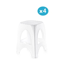 Omnipazar Sy-4666 Plastik Hasır Tabure Büyük Boy 4'lü Set Beyaz
