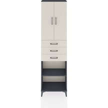 Arges Dolap 4 Raflı 3 Çekmeceli 2 Kapaklı 60x30x221 Antrasit-... Antrasit