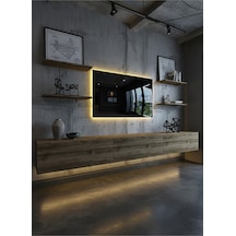 Resital Duvara Monte Ledli 270 Cm Tv Ünitesi Duvar Raflı - Ll6036 Ceviz