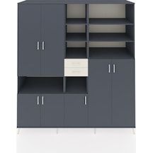 Kronos Dolap 17 Raflı 2 Çekmeceli 7 Kapaklı 220x59x243 Antrasit-antrasit/aytaşı Antrasıt/aytası