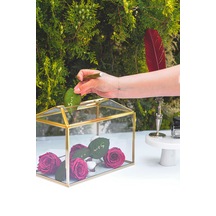 Cam Kart Kutusu Geometrik Fanus Pirinç & Gold