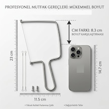 Ayrex Kitchen Professional Paslanmaz Çelik Telli Peynir Dilimleyici, 304 Kalite, 14x11.5 Cm, 2 Yedek Telli, Çok Amaçl Diğer