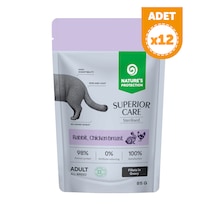Nature S Protection Superior Care Tavşanlı & Tavuk Göğüslü Sos İçinde Kısırlaştırılmış Kediler İçin Yaş Kedi Maması 85g 12 Adet
