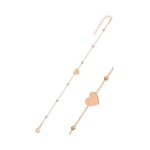 Gümüş Rose Top Top Zincirli Kalp Bileklik