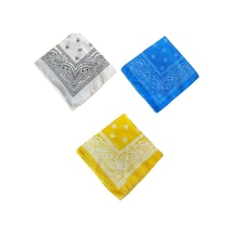 Pamuklu Klasik Desen Unisex 3lü Bandana Seti Renkli Bandana Etnik Desenli A Kalite Bandana Bej - Siyah