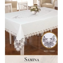 Samina Model 155x260 Cm Gardenya Keten Masa Örtüsü Tablecloth Modern Tasarım Diğer