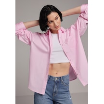 Colin's Colins Boyfriend Fit Shirt Neck Düz Kadın Pembe Uzun Kol Gömlek Cl1080565 Q1.v1 Pın
