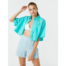 Koton Oversize Crop Gömlek Keten Karışımlı Mınt 2sak60024pw Mint