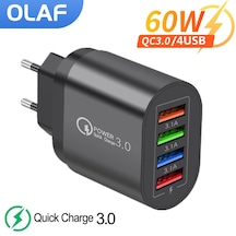 Olaf 60w Usb Şarj Cihazı Hızlı Şarj Cihazı 4usb Şarj Cihazı Hızlı Şarj 3.0 Cep Telefonu Adaptörü İphone Uyumlu 14 13 Xiaomi Huawei Samsung Poco