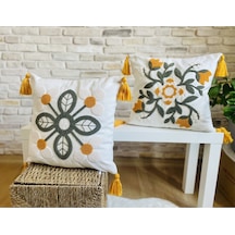 Swita Home Çiftli Kombin Punch İşlemeli Kırlent Kılıfı Panç Sarı