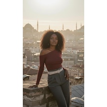 Kayık Yaka Kadın Bordo Body Bordo