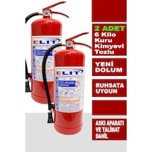 6 Kg Tozlu Yangın Söndürme Tüpü Askı Aparatı Ve Talimat Dahil Ruhsata Uygun 2'li Yangın Tüpü Paketi