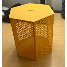 3d Baskı Petek Desenli Altıgen Kumbara Bal Peteği Dokulu Dekoratif Para Biriktirme Kutusu 12x12,5 Cm Çok Renkli