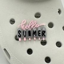 Crocs Terlik Süsü Ve Aksesuarı , Çanta Süsü Jibbitz 3d Hello Summer 01 Logo Aksesuar Siyah-gri-pembe-şeffaf