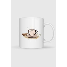 Cappuccino Kahve Latte Espresso Çay Tasarımlı Kupa Bardak Beyaz