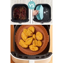 By Nevser Renkli Isıya Dayanıklı Yıkanılabilir Silikon Fırın Ve Airfryer Yuvarlak Model Pişirme Matı 20 Cm Kahverengi