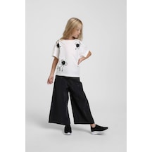 Escabel Kız Çocuk İşlemeli T-shirt 36191 Beyaz Beyaz