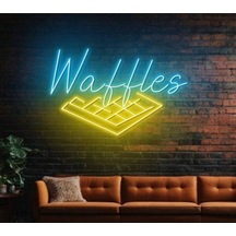 Waffles Yazılı Ve Şekilli Neon Tabela Çok Renkli