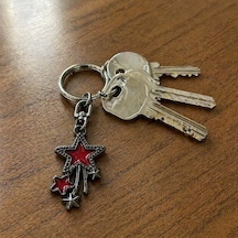 Kırmızı Yıldız Figürlü Gotik Metal Anahtarlık Unisex Aksesuar
